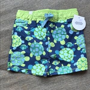 Mud Pie Green and Blue Turtle Swim Shorts